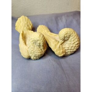 Vintage AMILCARE Santini Dove Figurines Italy Faux‎ Ivory Bonded Marble SET OF 2